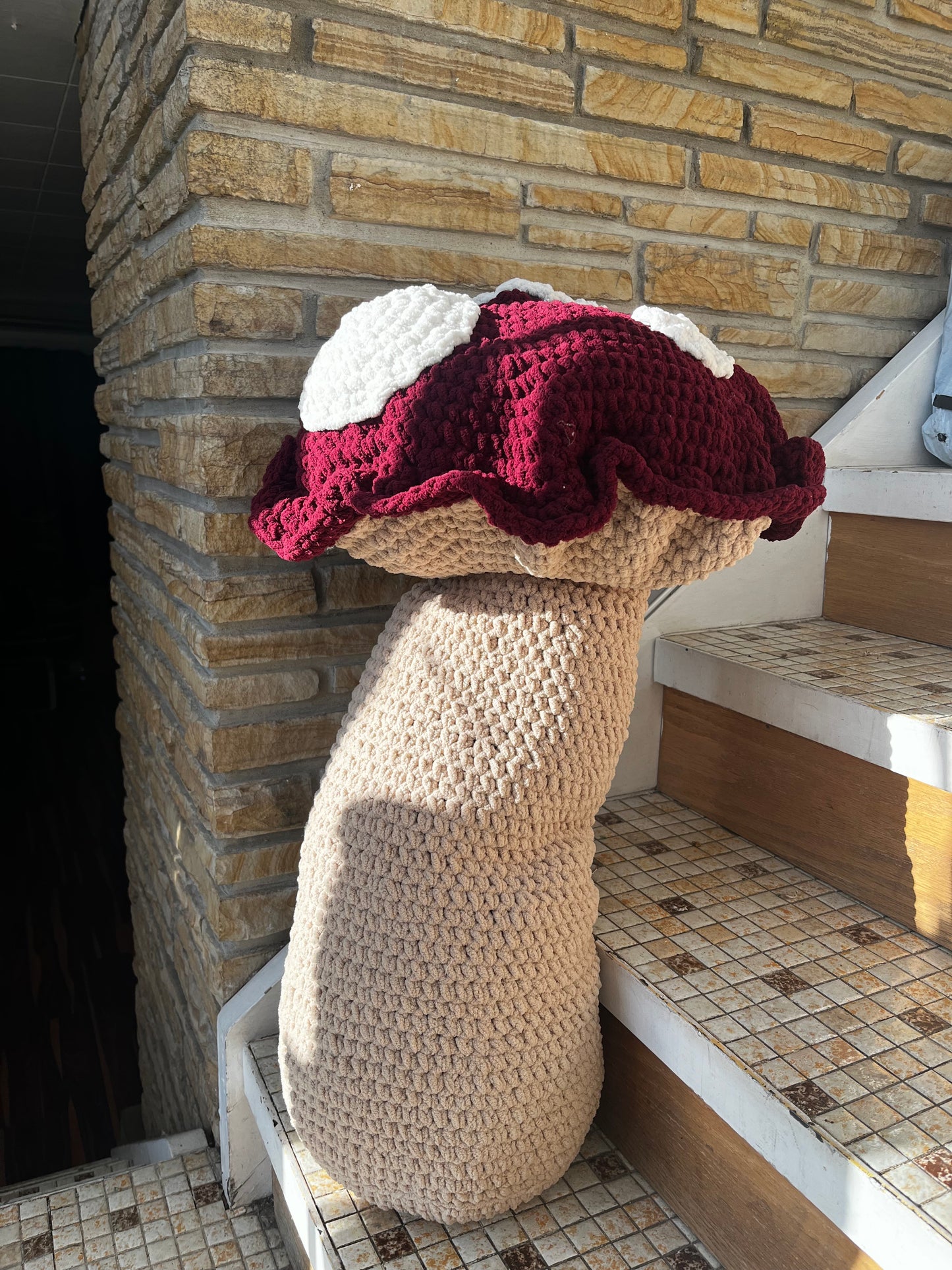 Giant Crochet Mushroom Pillow (SOLD)