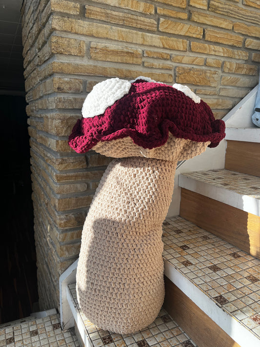 Giant Crochet Mushroom Pillow
