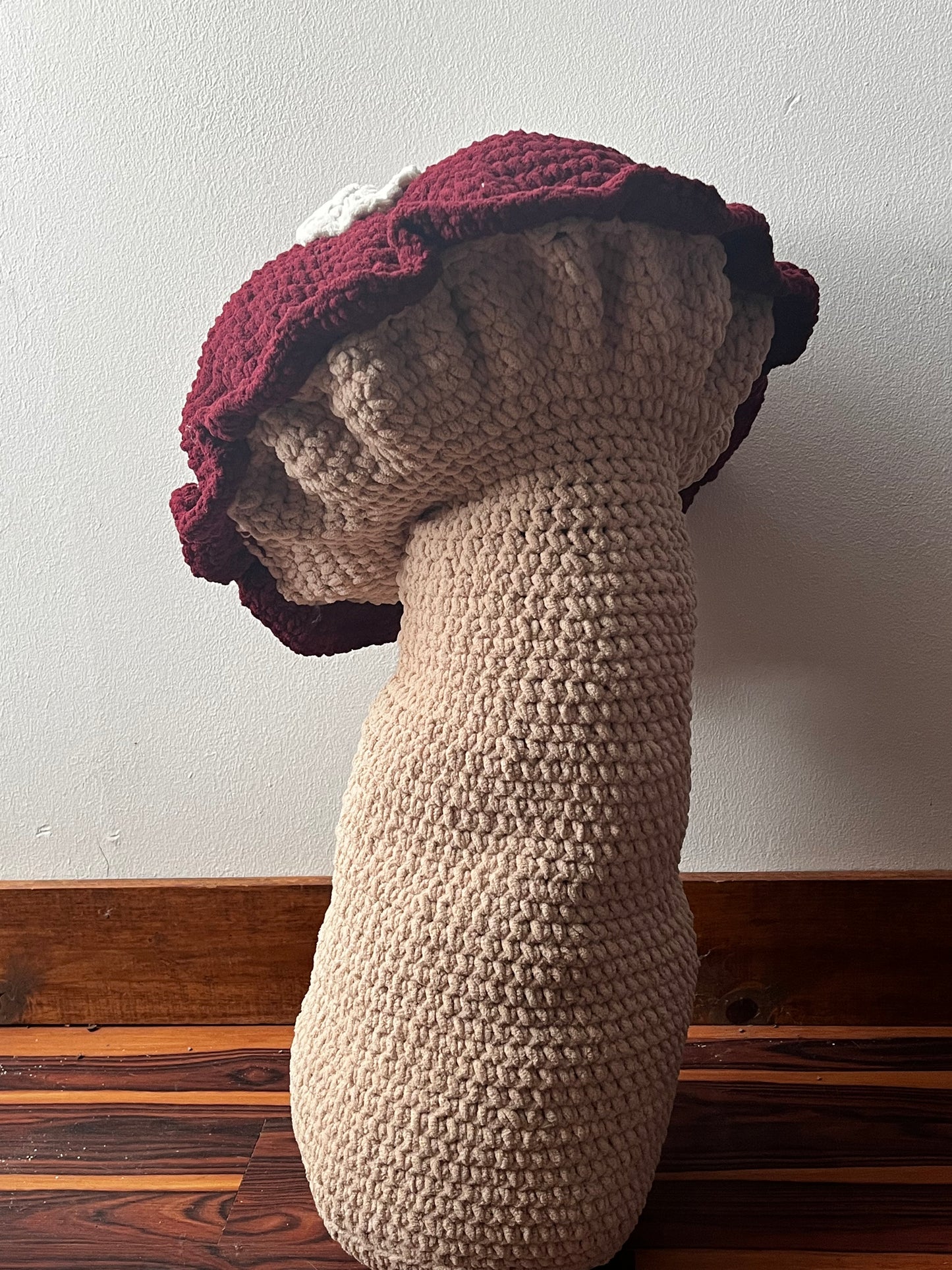 Giant Crochet Mushroom Pillow (SOLD)